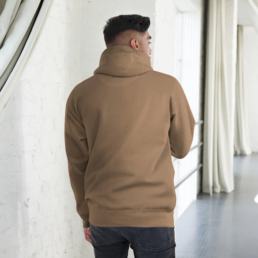 hoodie en coton bio negua porté dos coloris brun