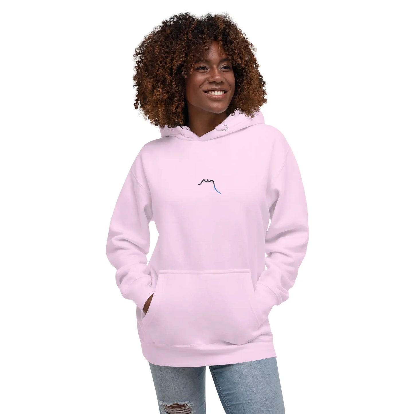 hoodie en coton bio negua porté face coloris rose pâle