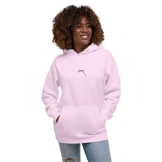 hoodie en coton bio negua porté face coloris rose pâle