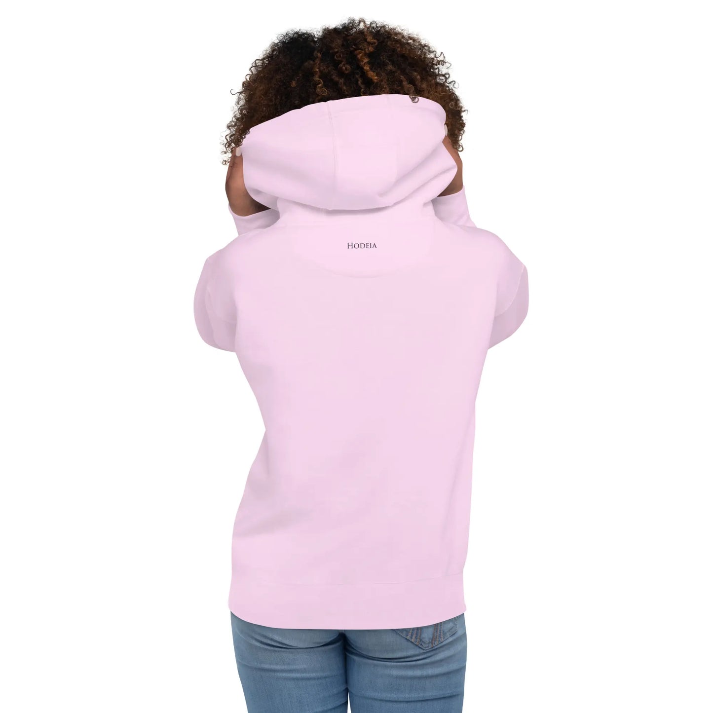 hoodie en coton bio negua porté dos coloris rose pâle