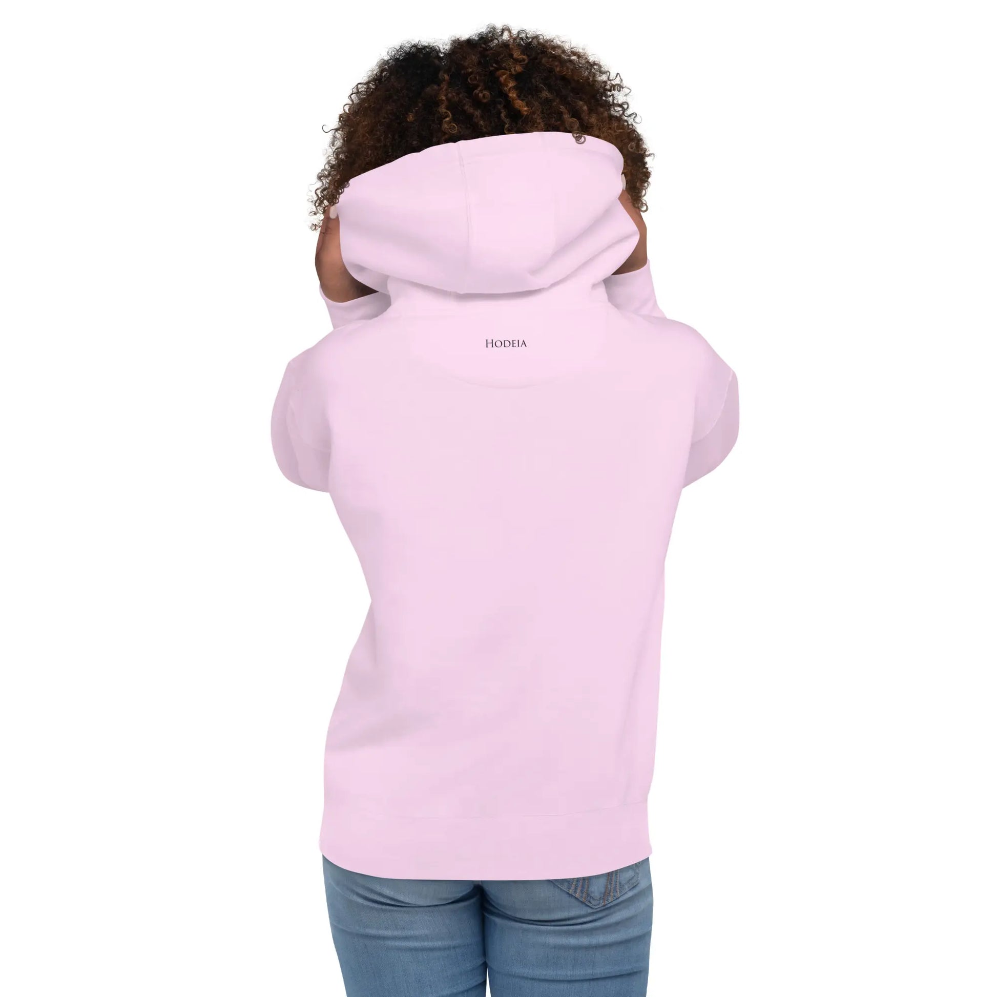 hoodie en coton bio negua porté dos coloris rose pâle