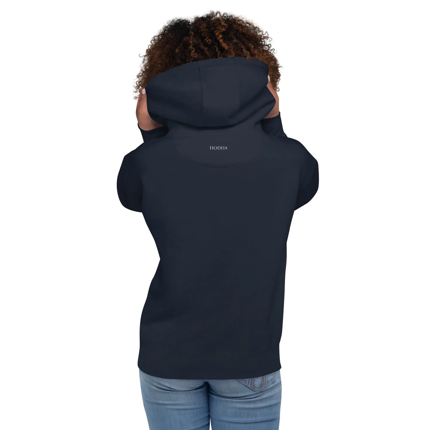 hoodie en coton bio negua porté dos coloris bleu marine