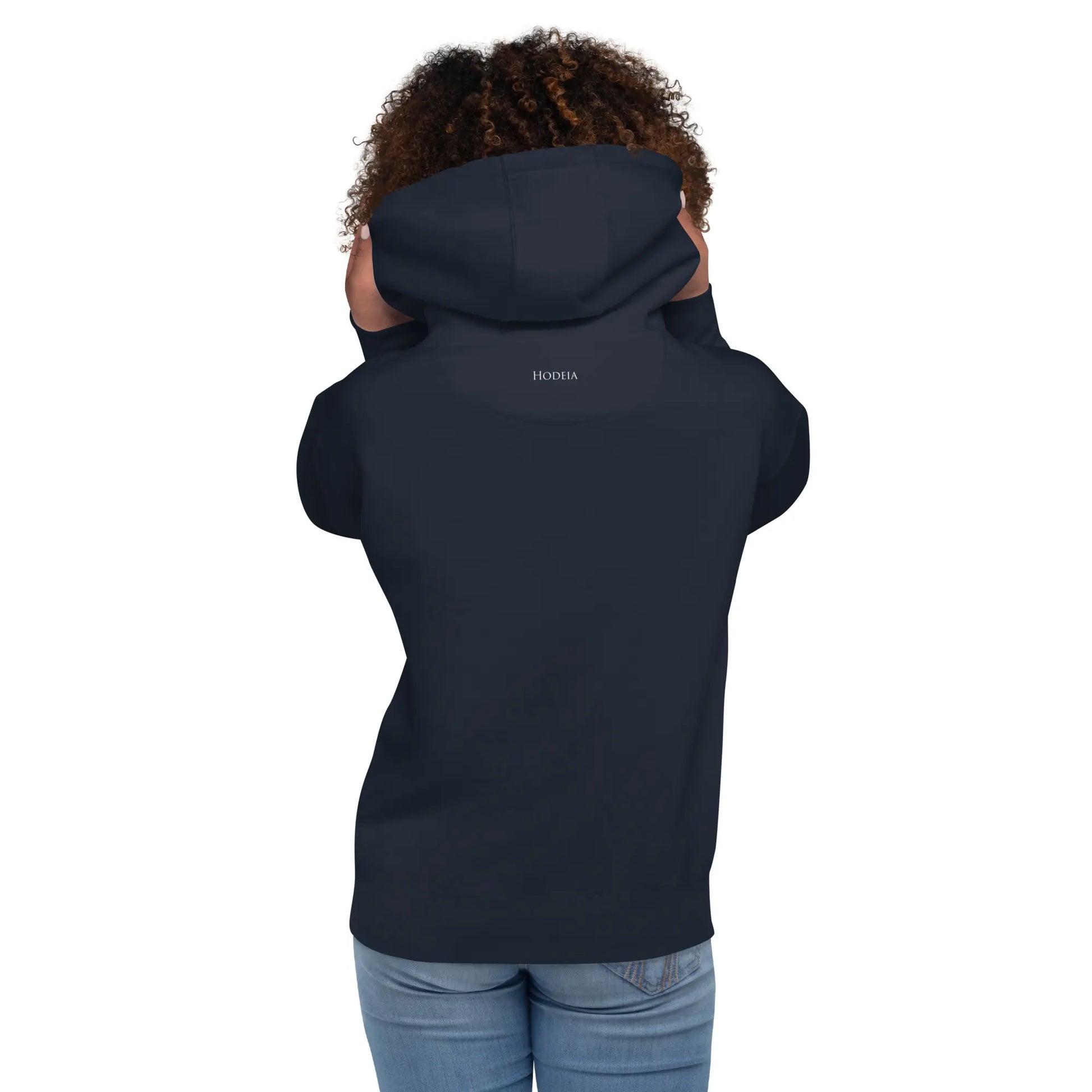 hoodie en coton bio negua porté dos coloris bleu marine