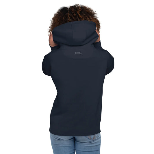 hoodie en coton bio negua porté dos coloris bleu marine
