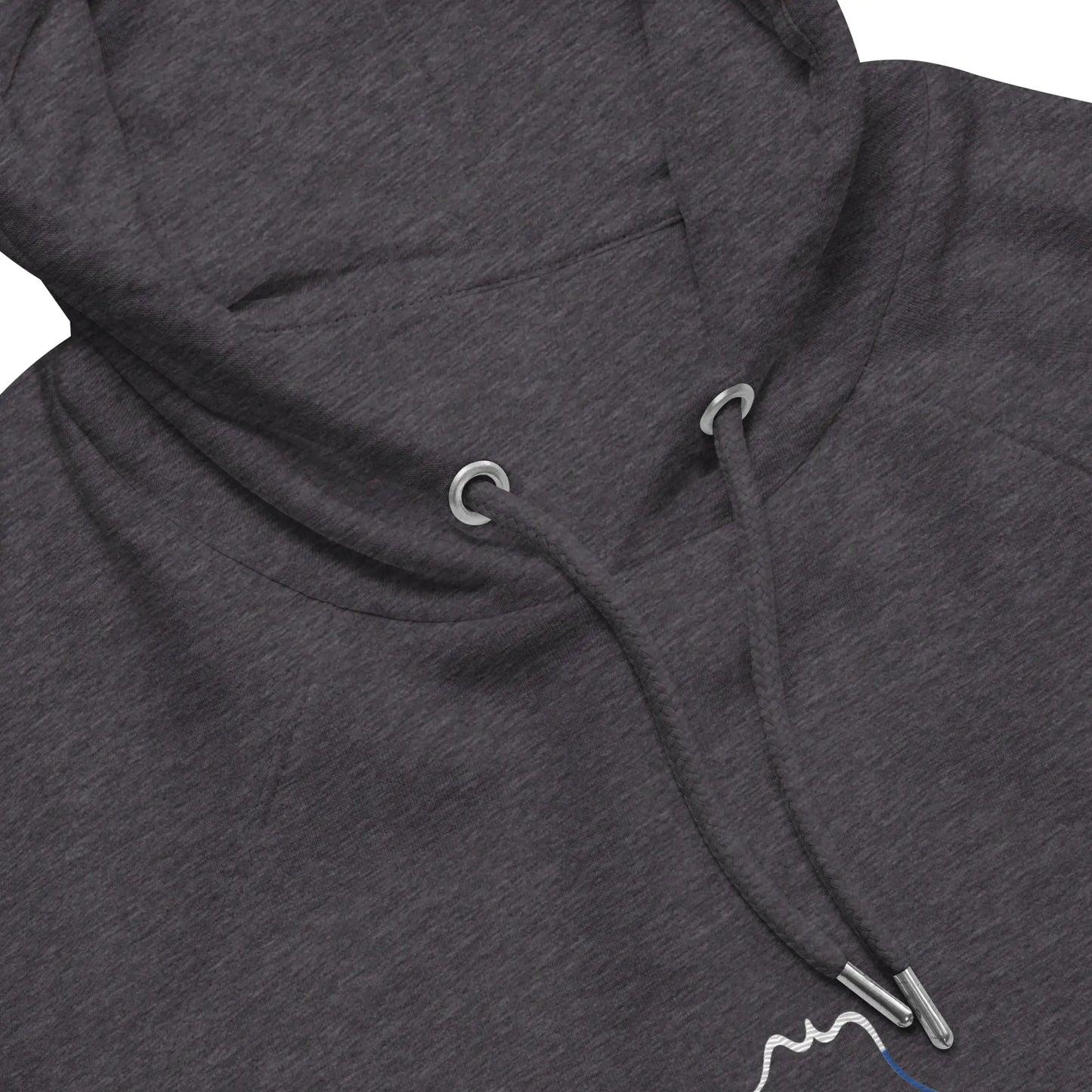 détail du col hoodie sweat à capuche femme homme en coton biologique hotza coloris gris