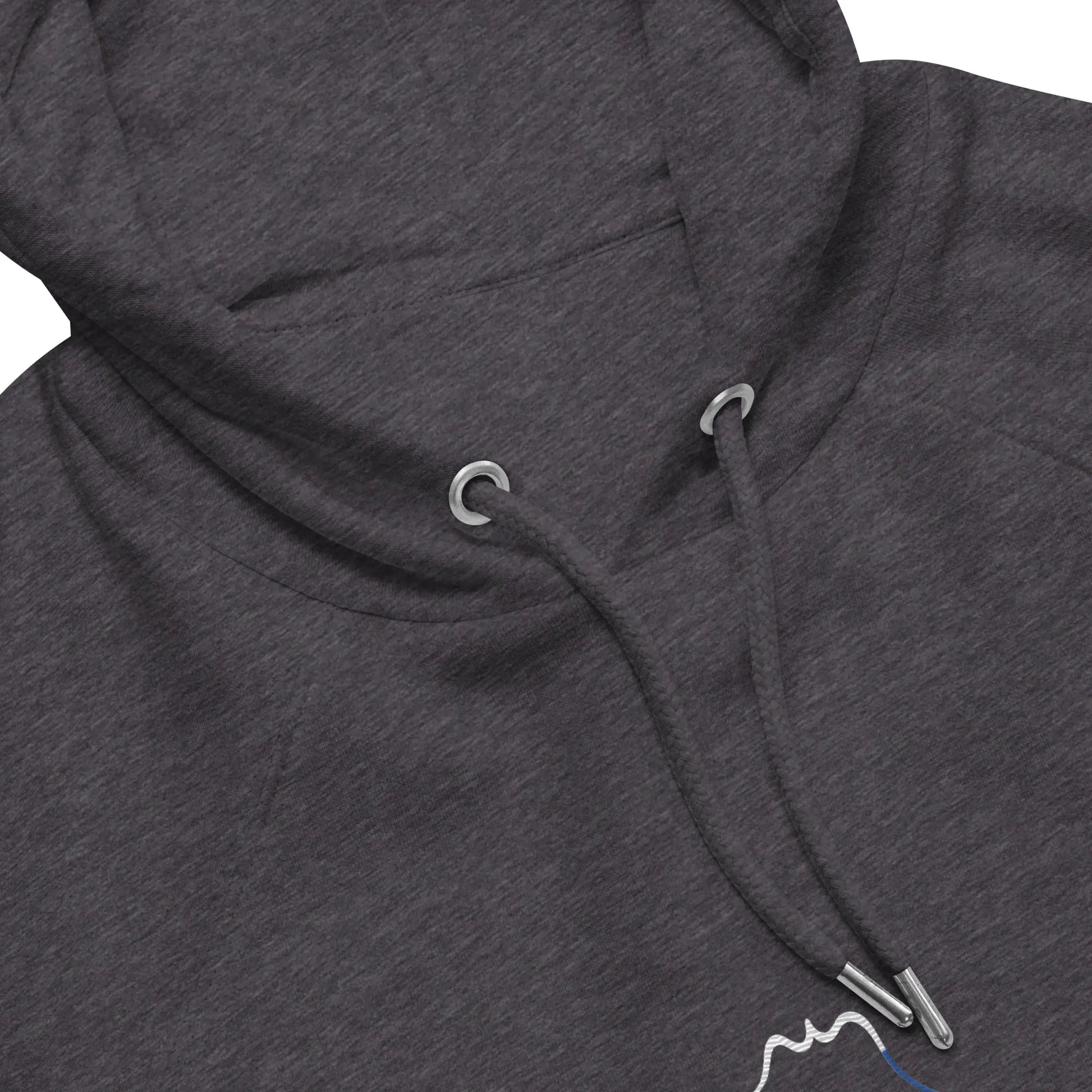 détail du col hoodie sweat à capuche femme homme en coton biologique hotza coloris gris