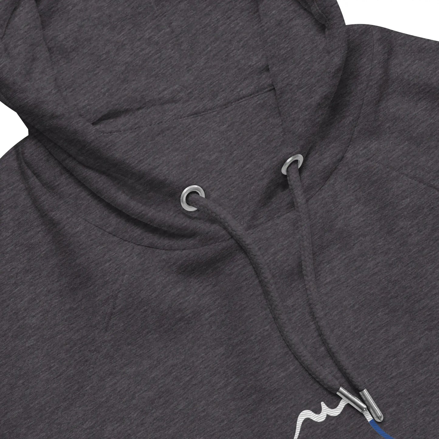 détail du col hoodie sweat à capuche femme homme en coton biologique hotza coloris gris