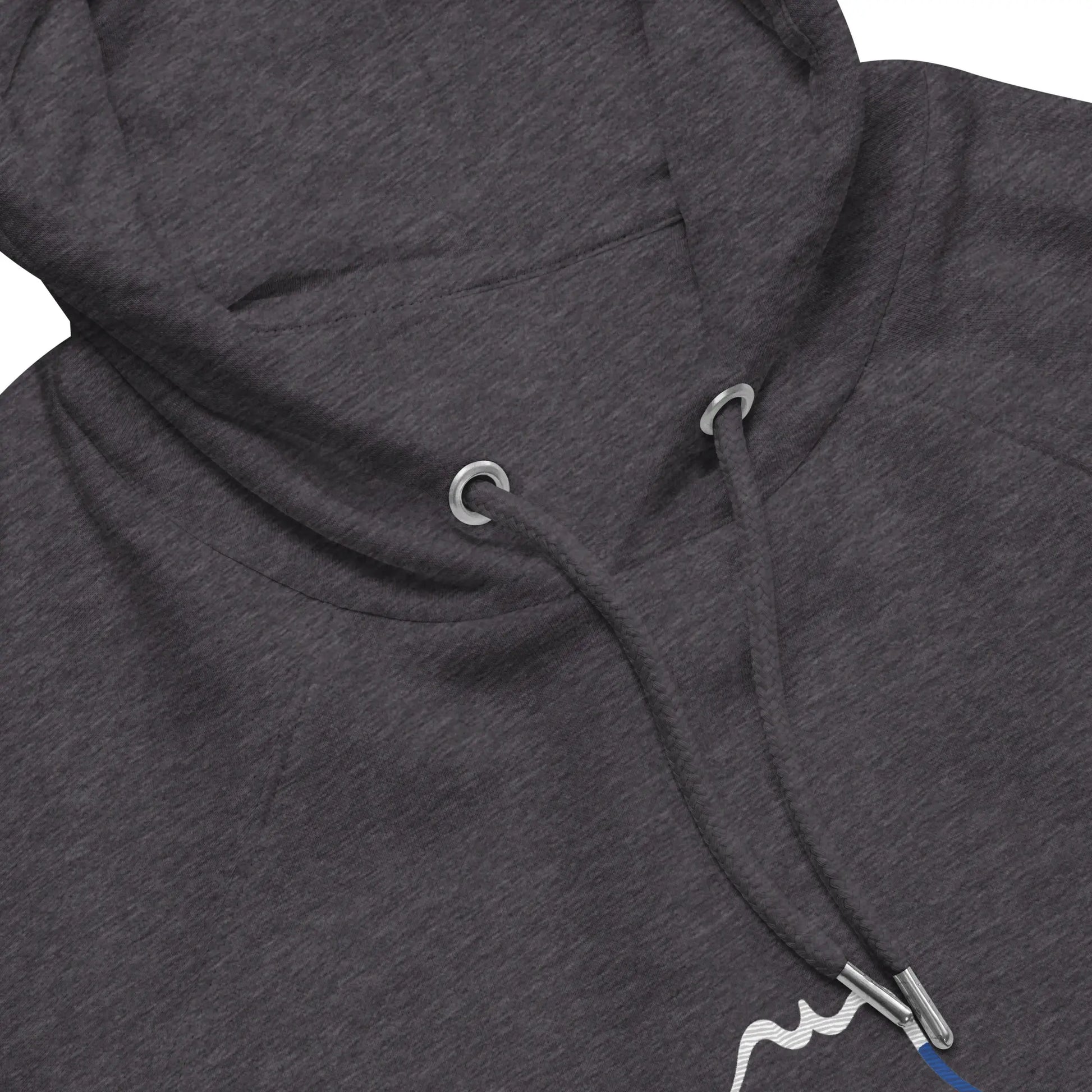 détail du col hoodie sweat à capuche femme homme en coton biologique hotza coloris gris