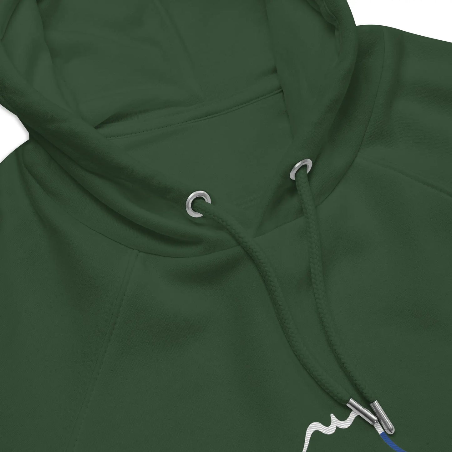 détail du col hoodie sweat à capuche femme homme en coton biologique hotza coloris vert forêt