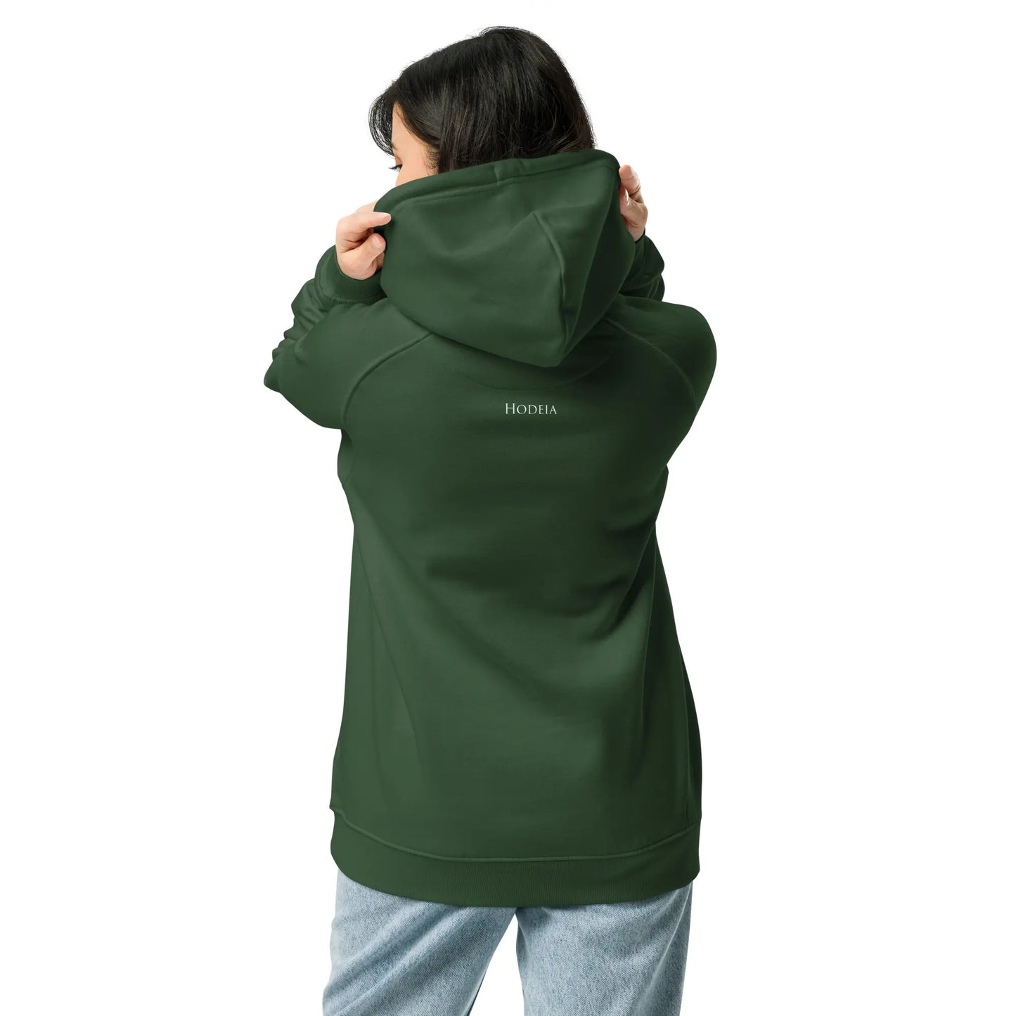 hoodie sweat à capuche femme homme en coton biologique hotza dos coloris vert forêt