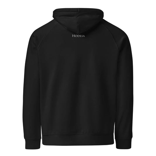 hoodie sweat à capuche femme homme en coton biologique hotza dos coloris noir 