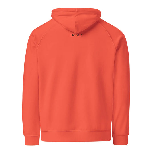 hoodie sweat à capuche femme homme en coton biologique hotza dos coloris orange