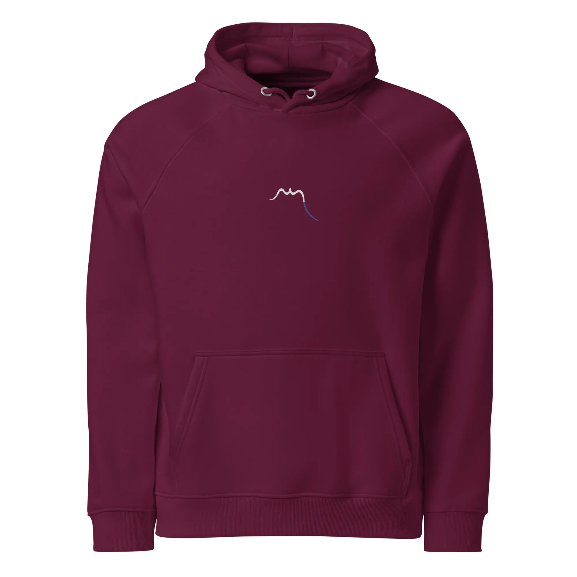 hoodie sweat à capuche femme homme en coton biologique hotza face coloris rouge bordeaux