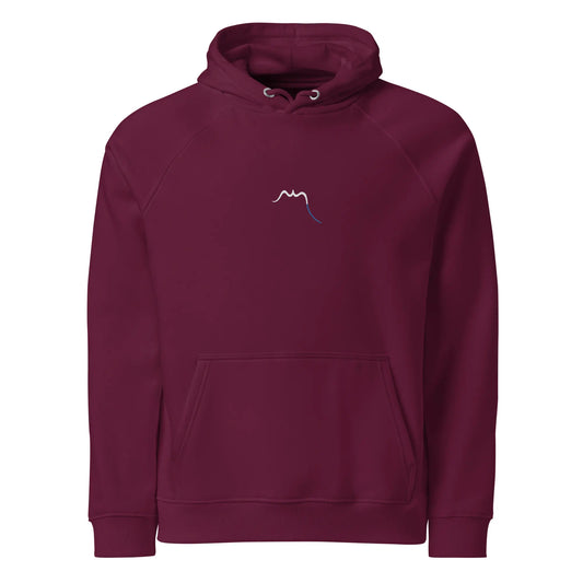 hoodie sweat à capuche femme homme en coton biologique hotza face coloris rouge bordeaux