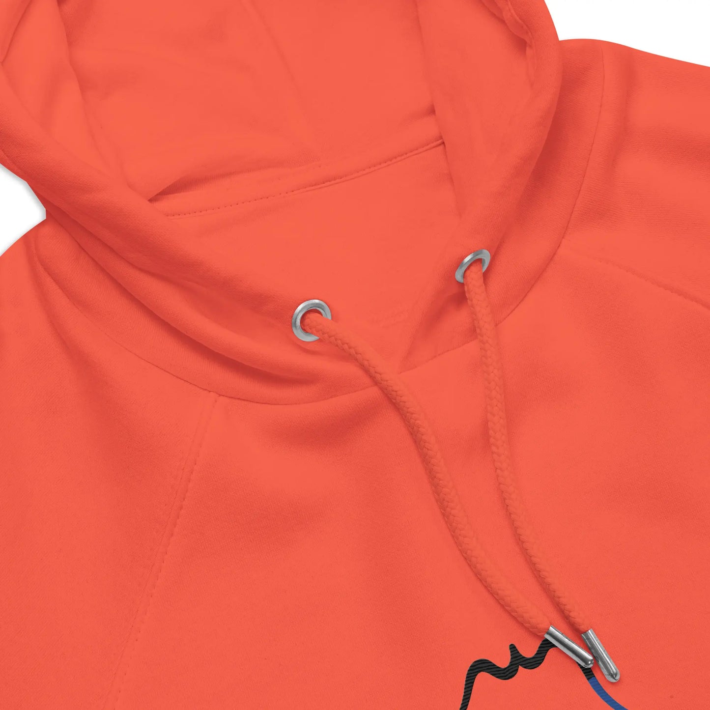 détail du col hoodie sweat à capuche femme homme en coton biologique hotza coloris orange