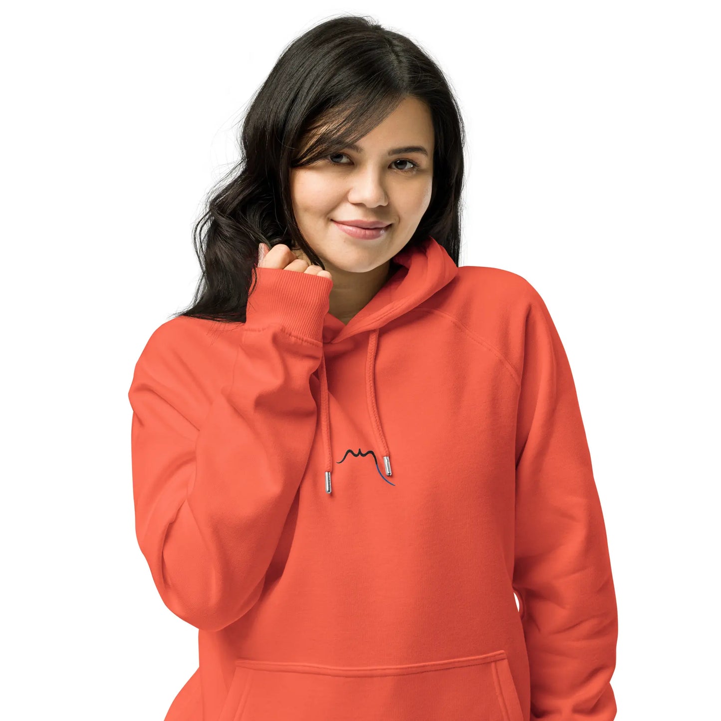 hoodie sweat à capuche femme homme en coton biologique hotza face coloris orange