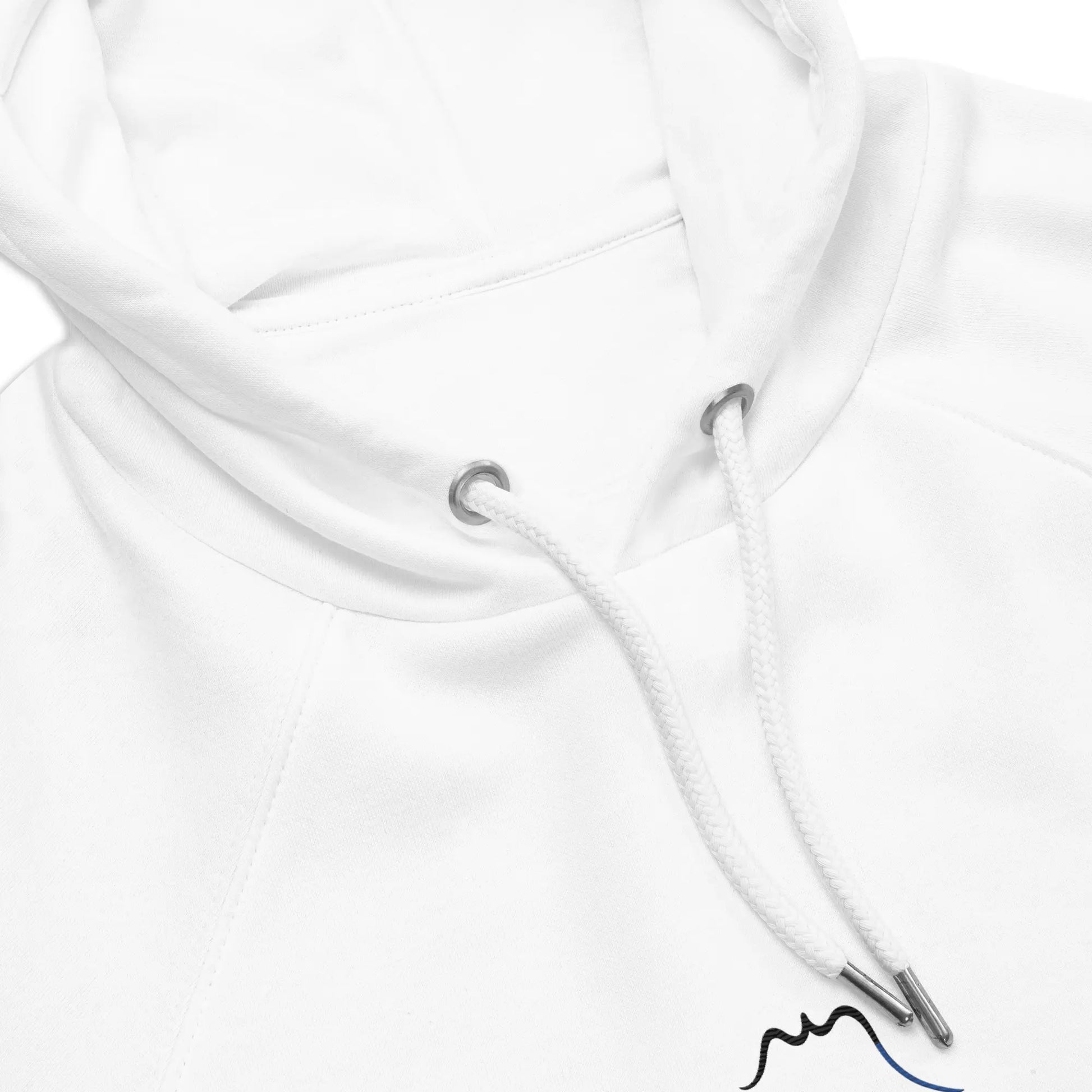 détail du col hoodie sweat à capuche femme homme en coton biologique hotza coloris blanc