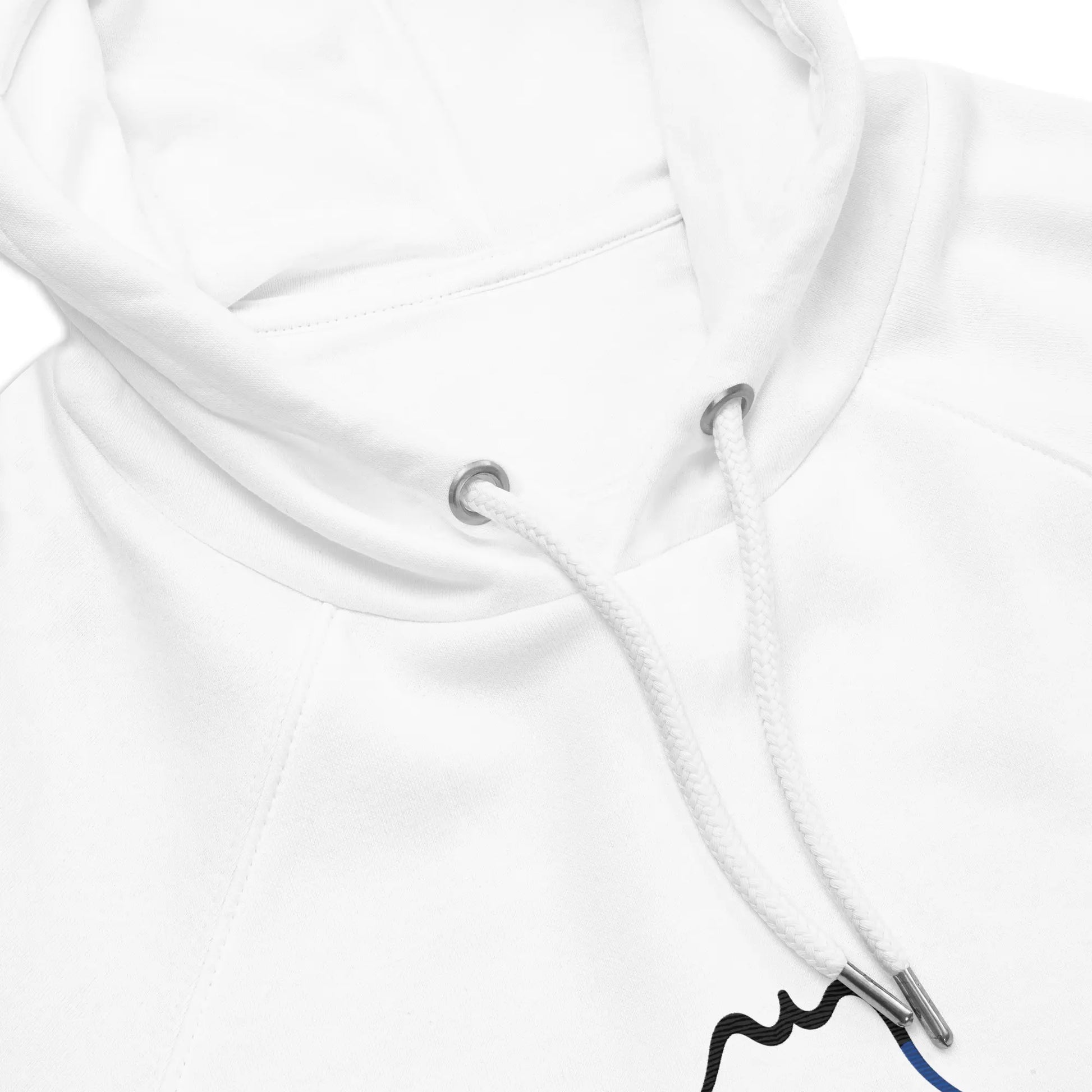 détail du col hoodie sweat à capuche femme homme en coton biologique hotza coloris blanc