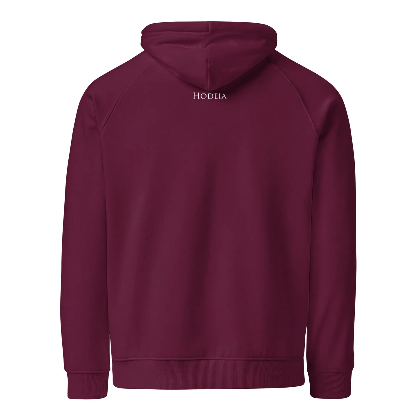 hoodie sweat à capuche femme homme en coton biologique hotza dos coloris bordeaux