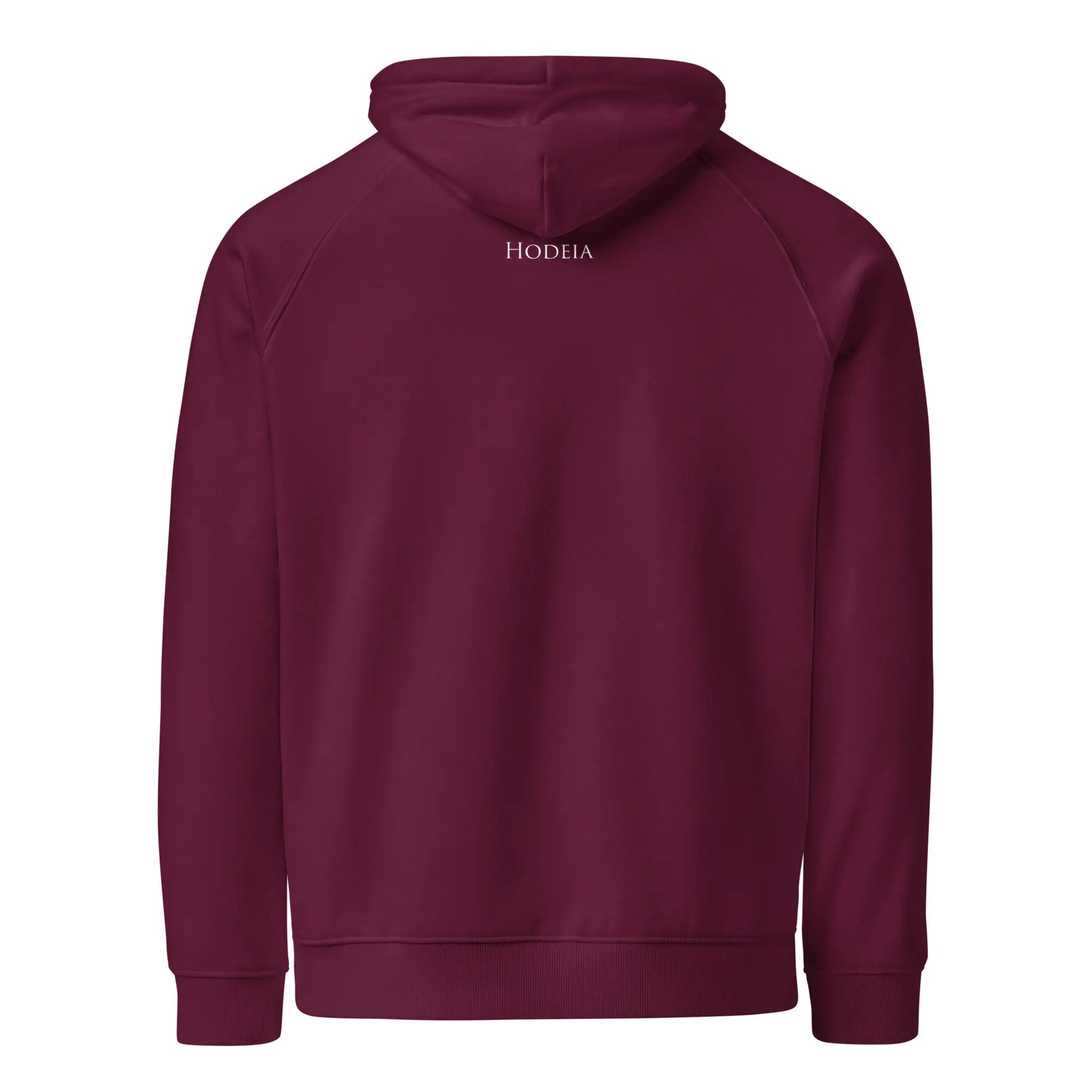 hoodie sweat à capuche femme homme en coton biologique hotza dos coloris bordeaux
