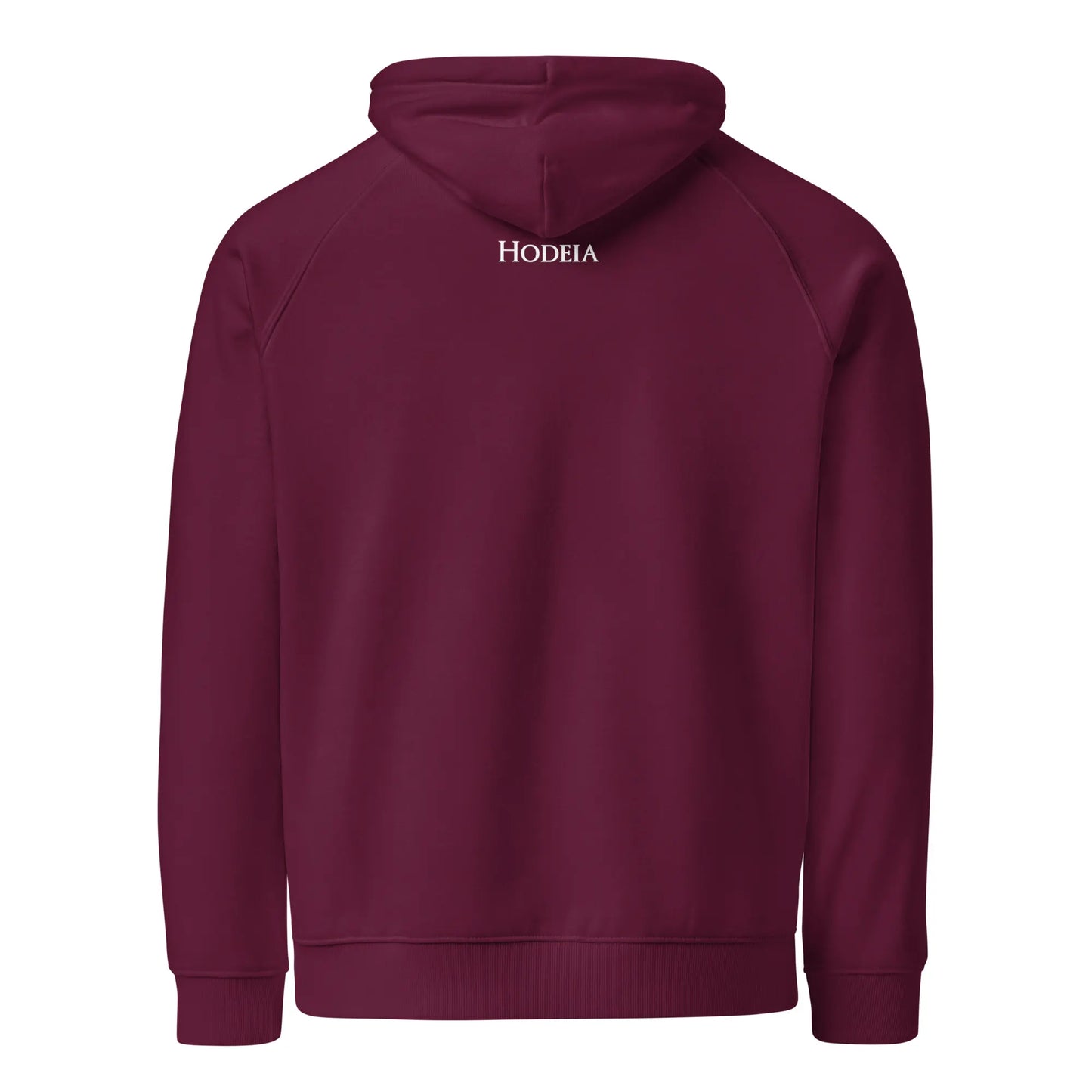 hoodie sweat à capuche femme homme en coton biologique hotza dos coloris bordeaux