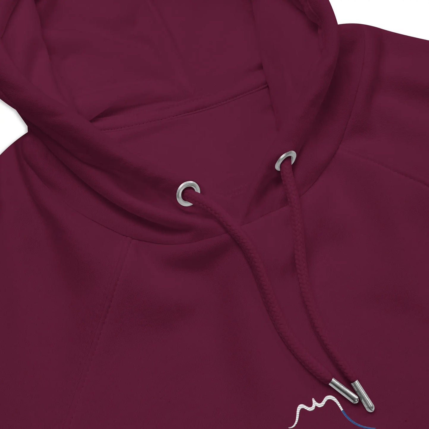 détail du col hoodie sweat à capuche femme homme en coton biologique hotza coloris bordeaux