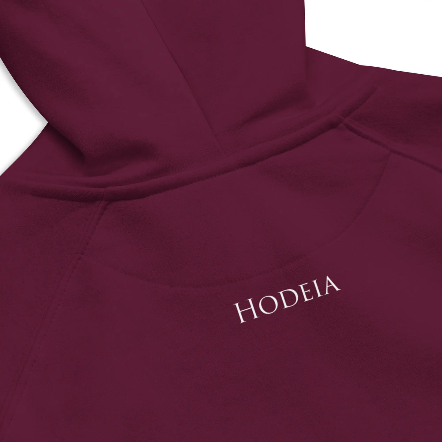 détail dos hoodie sweat à capuche femme homme en coton biologique hotza coloris bordeaux