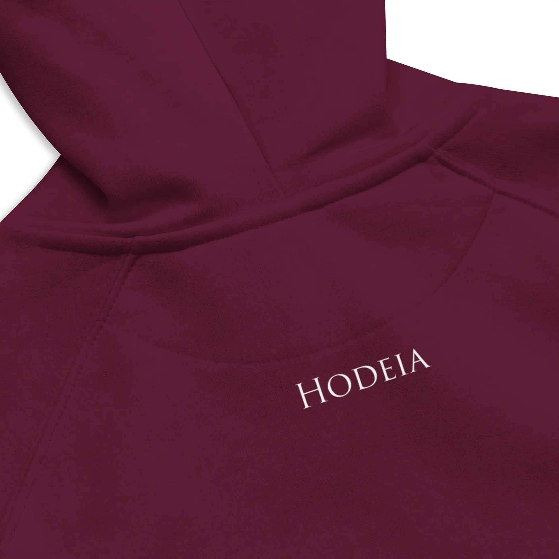 détail dos hoodie sweat à capuche femme homme en coton biologique hotza coloris bordeaux