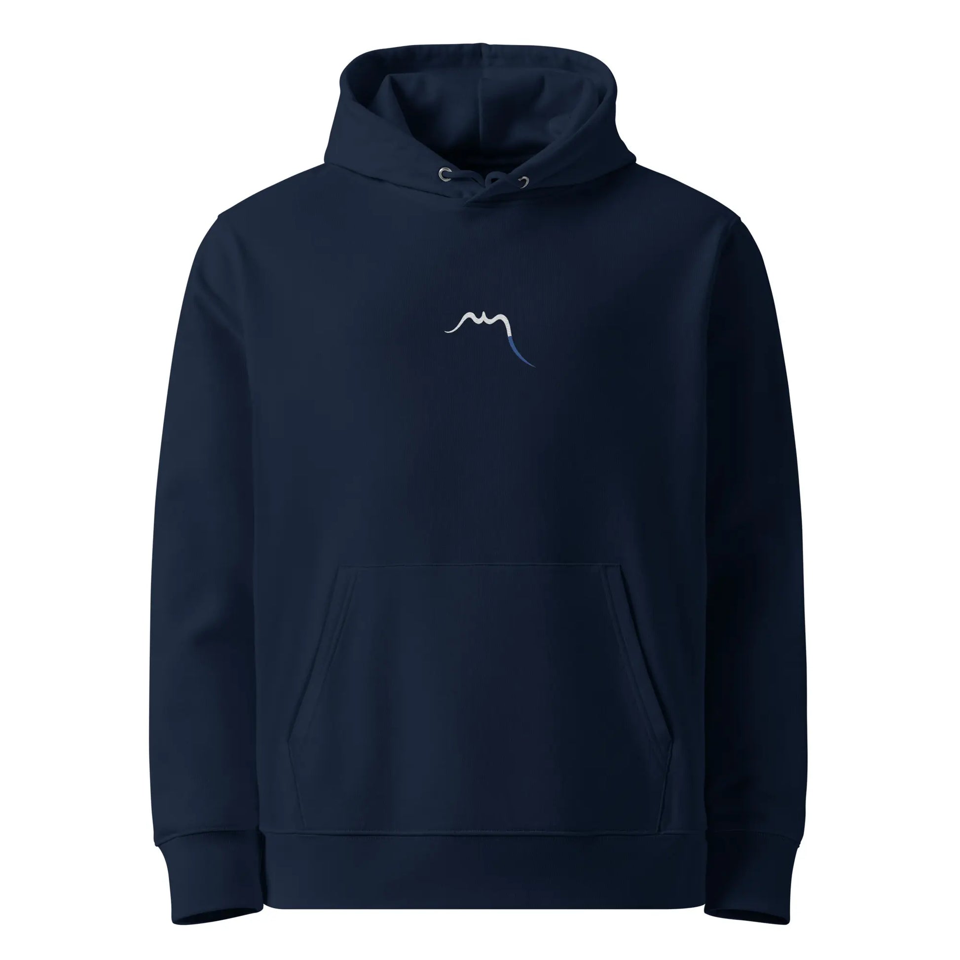 hoodie sweat à capuche en coton bio ekaitza face coloris bleu marine