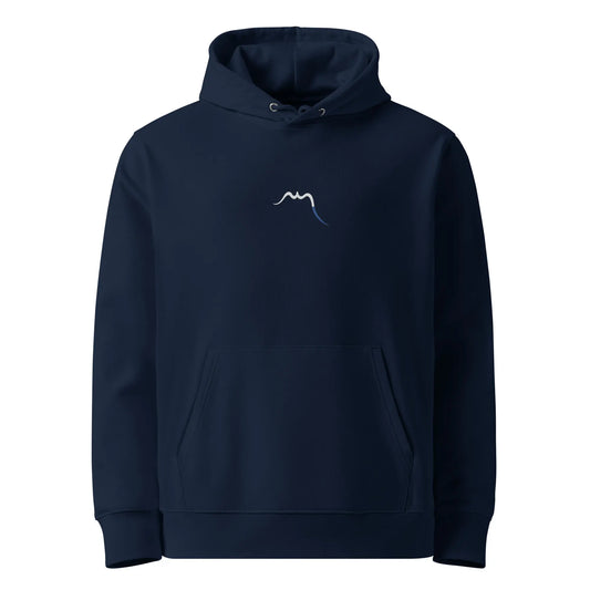 hoodie sweat à capuche en coton bio ekaitza face coloris bleu marine