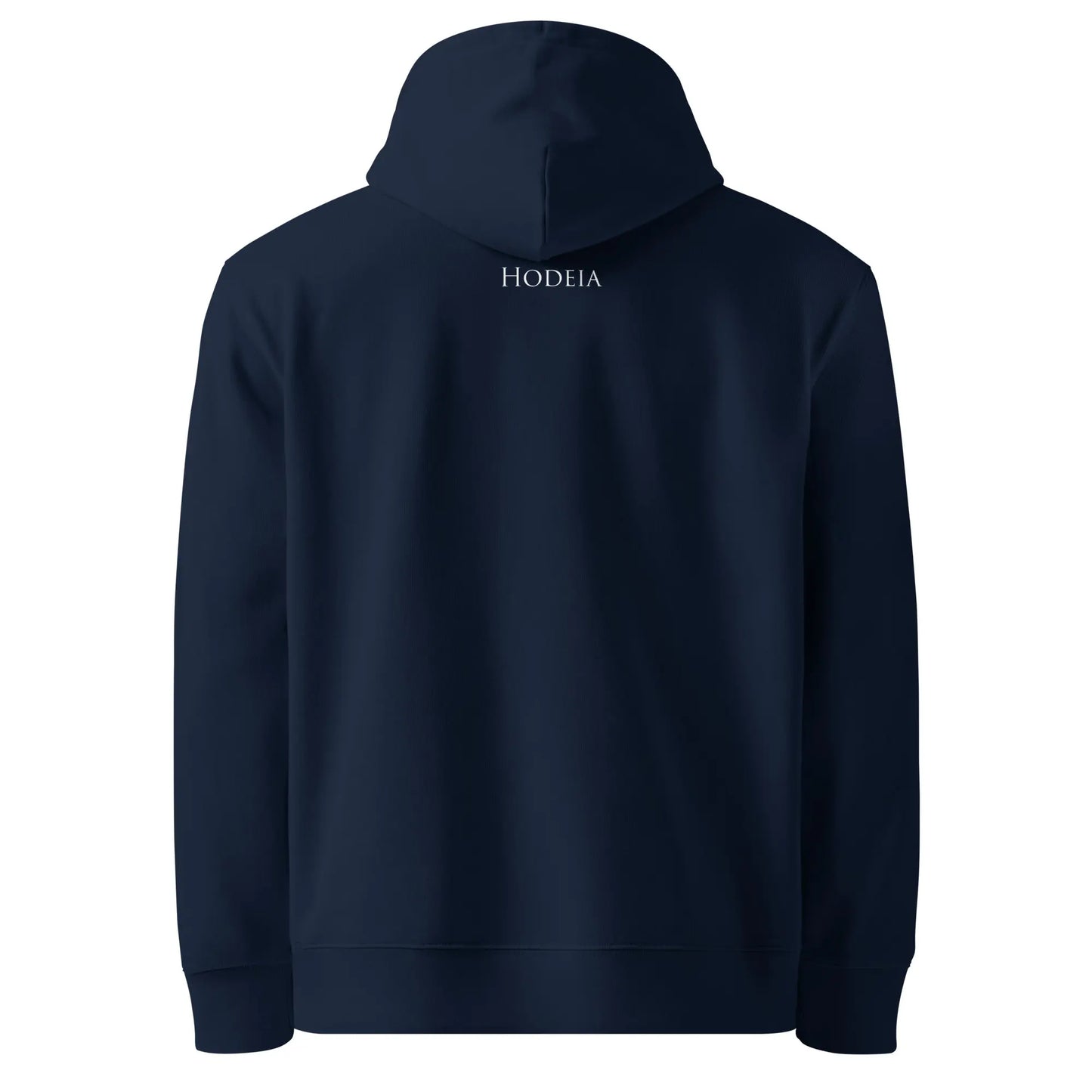 hoodie sweat à capuche en coton bio ekaitza dos coloris bleu marine