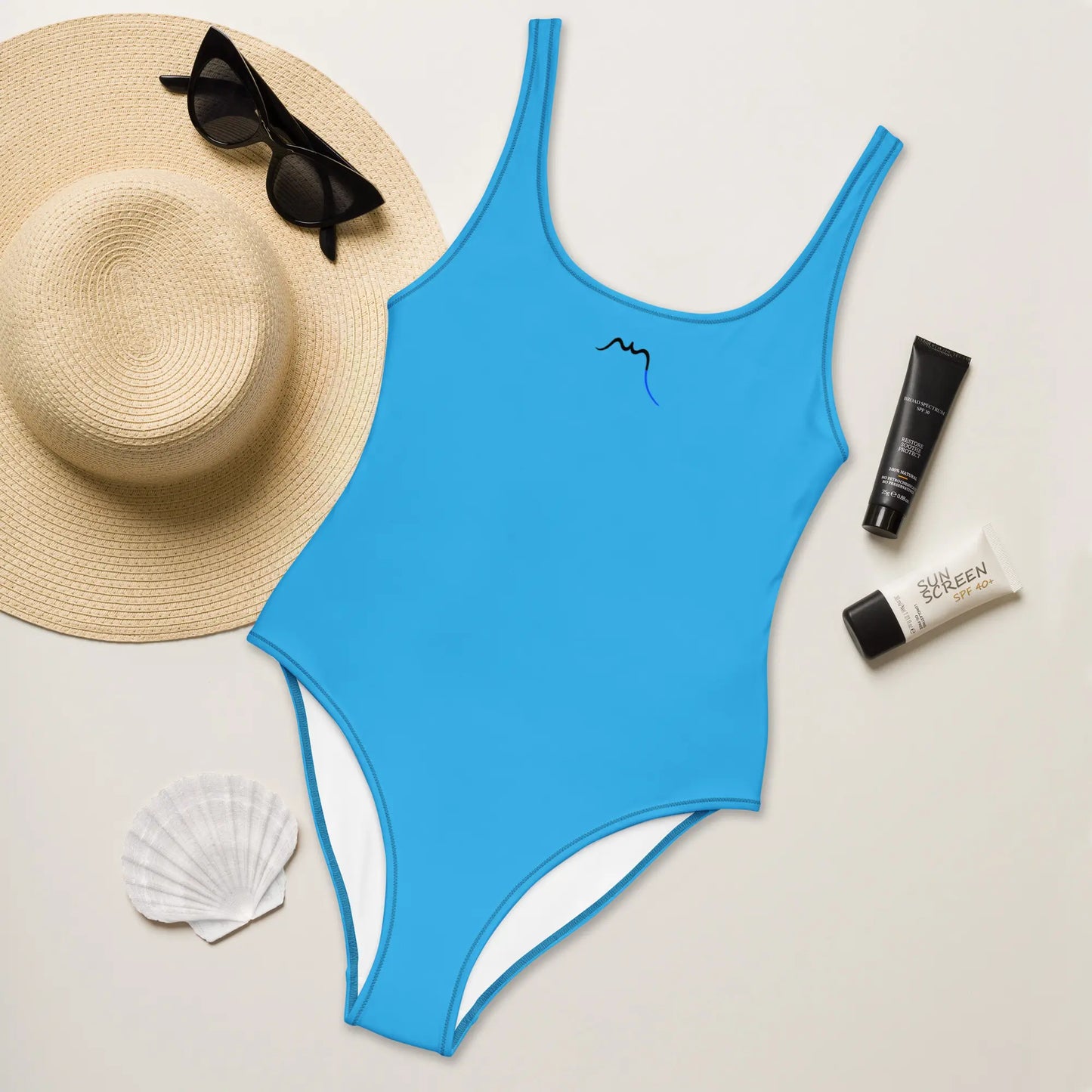 monokini éco-responsable milady face coloris bleu lagon