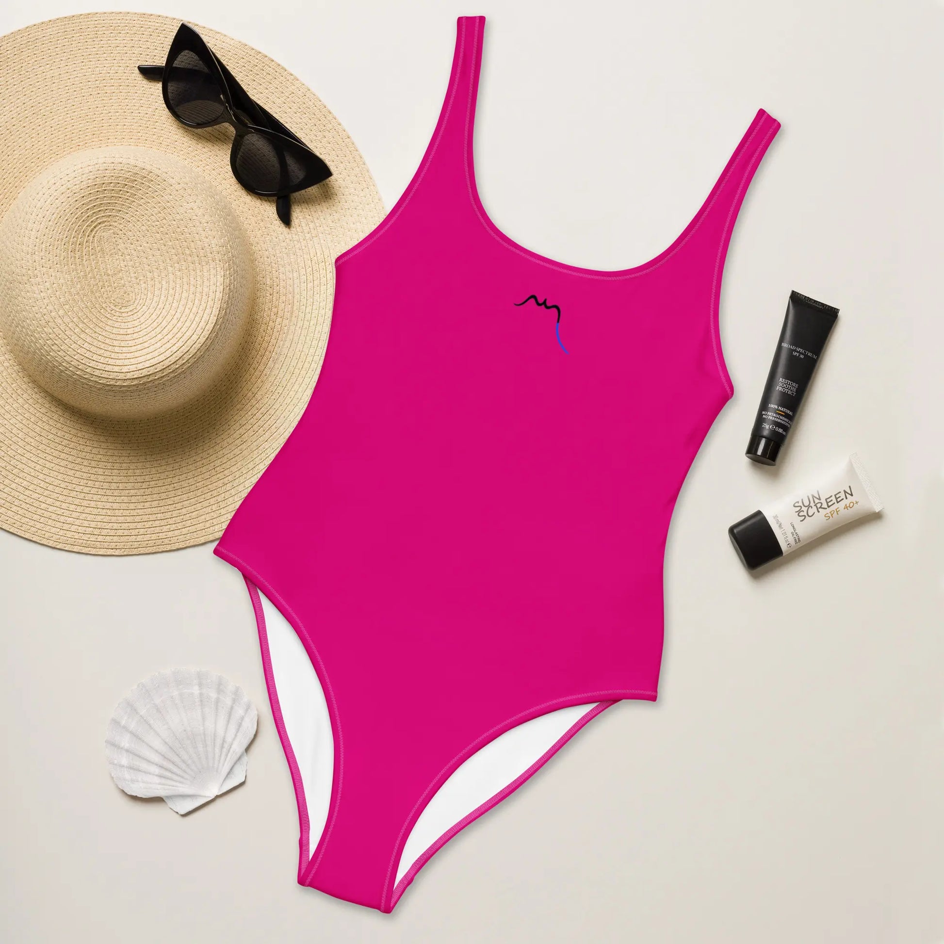 monokini éco-responsable milady face coloris rose fuchsia