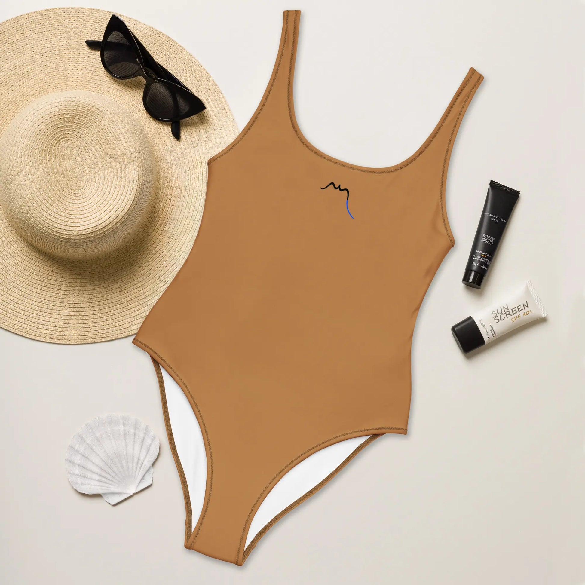 monokini éco-responsable milady face coloris beige