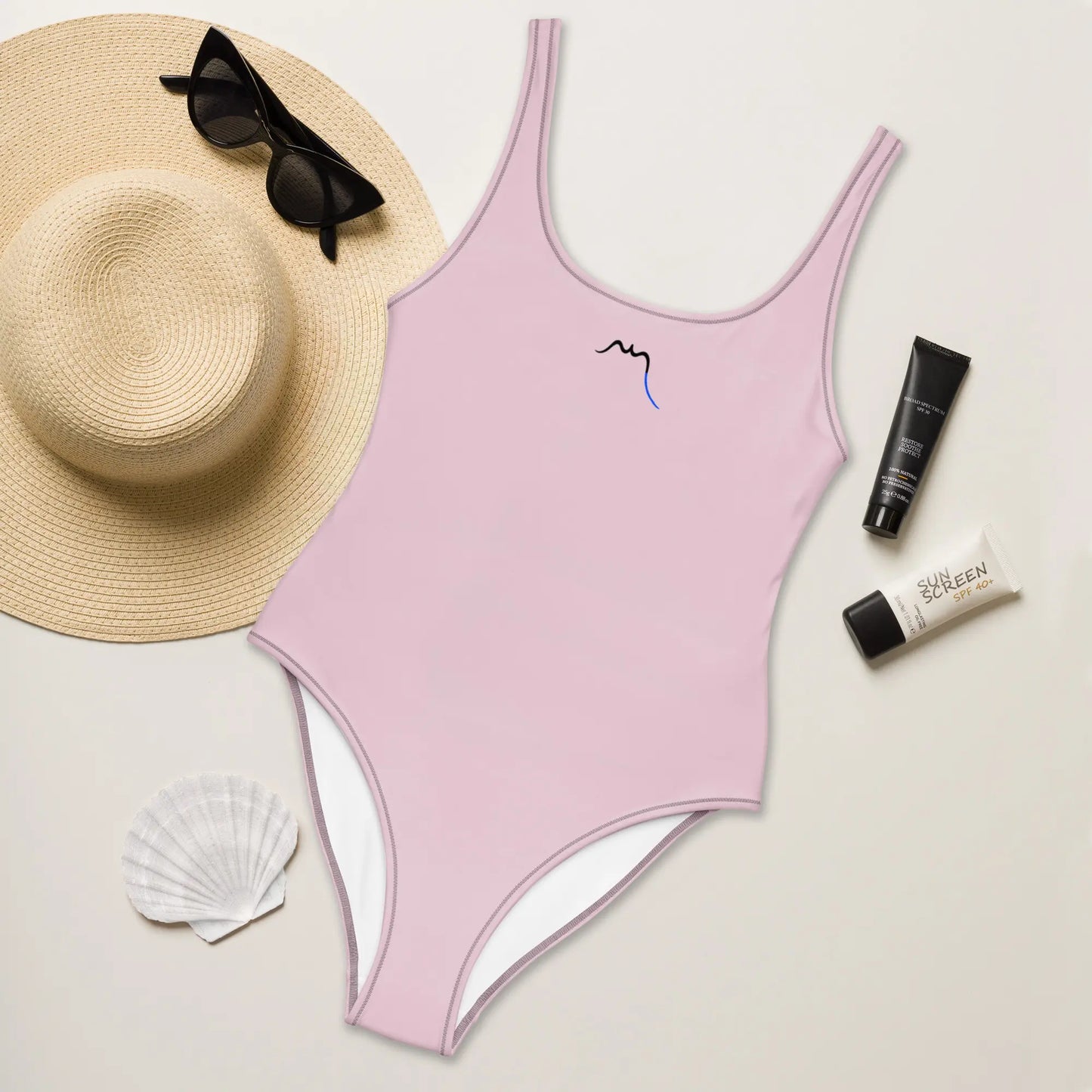 monokini éco-responsable milady face coloris rose pâle