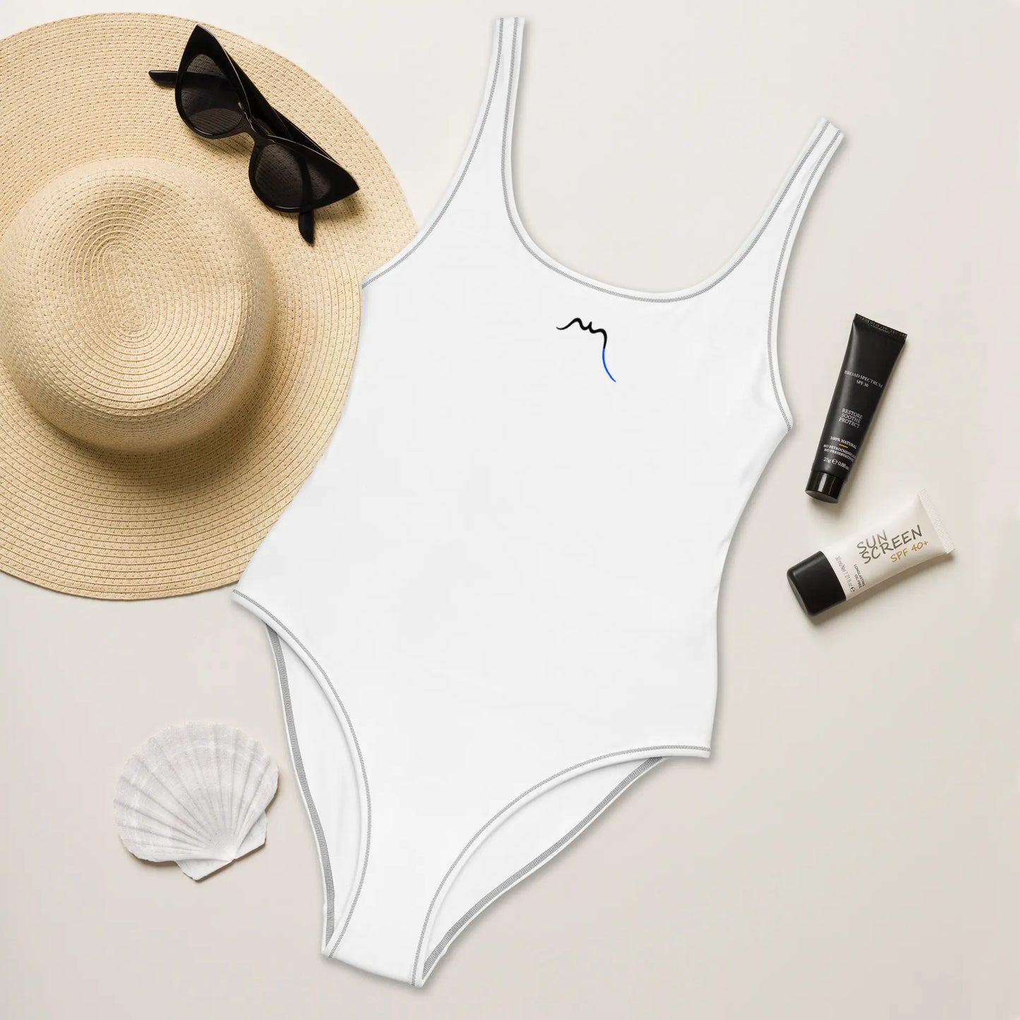 monokini éco-responsable milady face coloris blanc