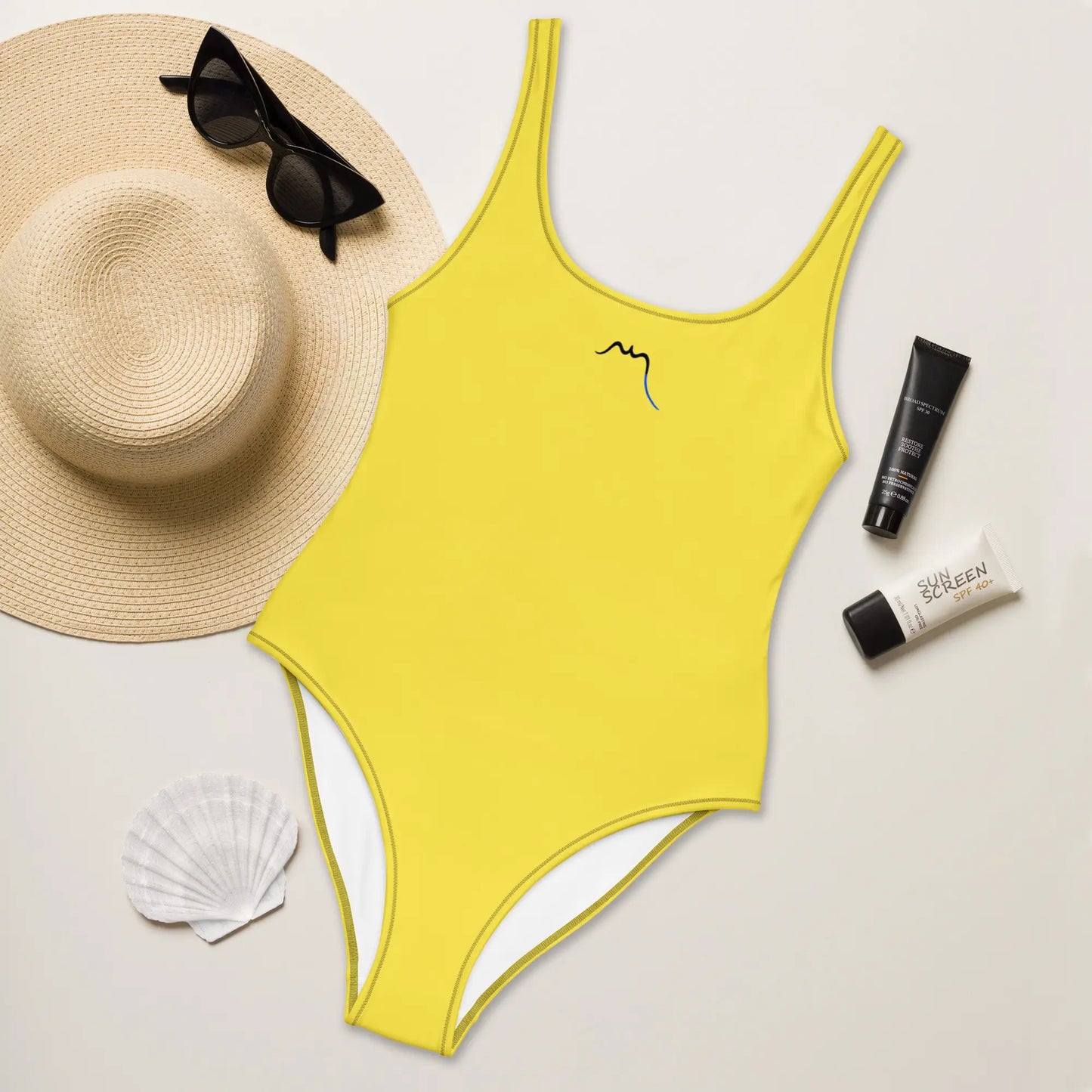 monokini éco-responsable milady face coloris jaune pâle
