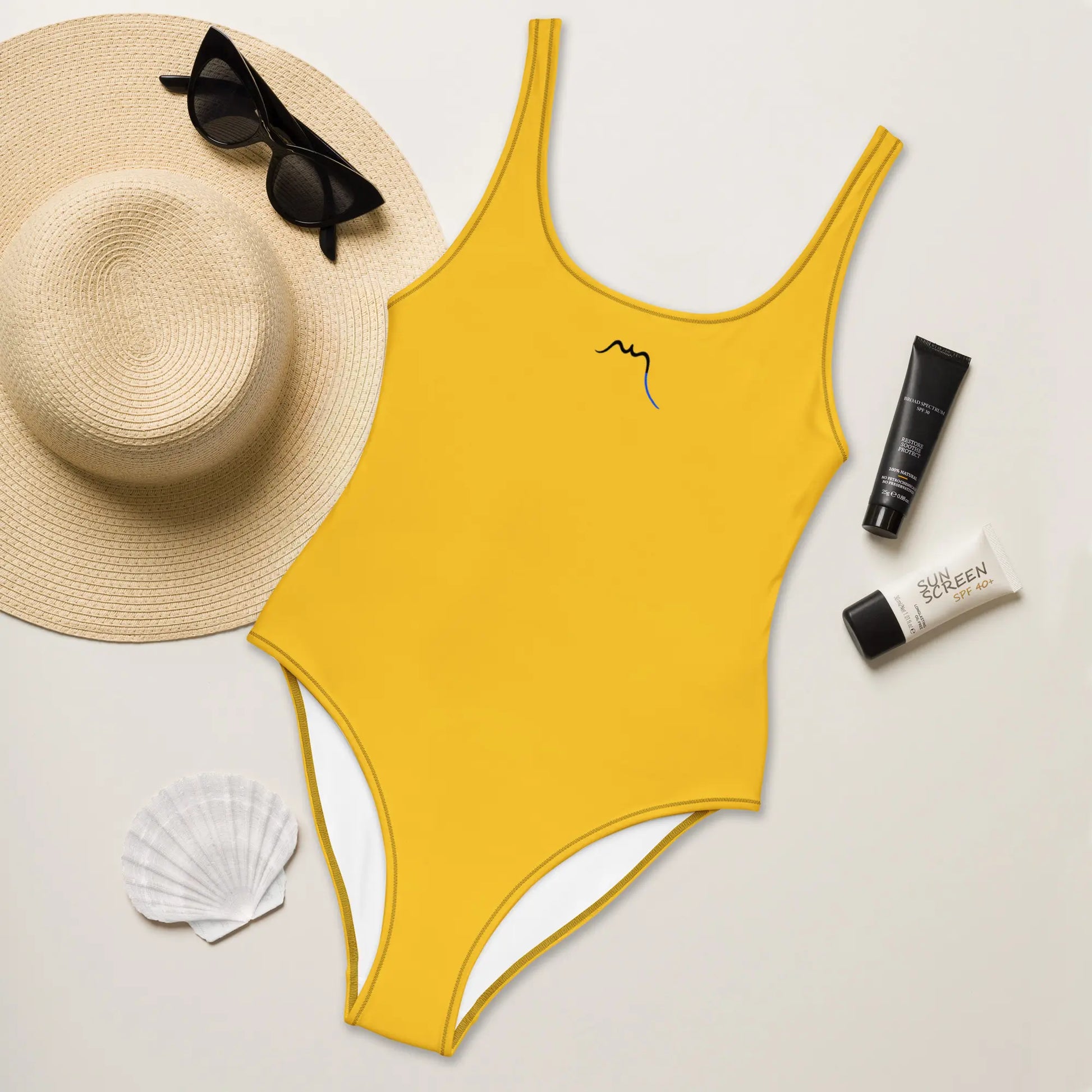 monokini éco-responsable milady face coloris jaune foncé