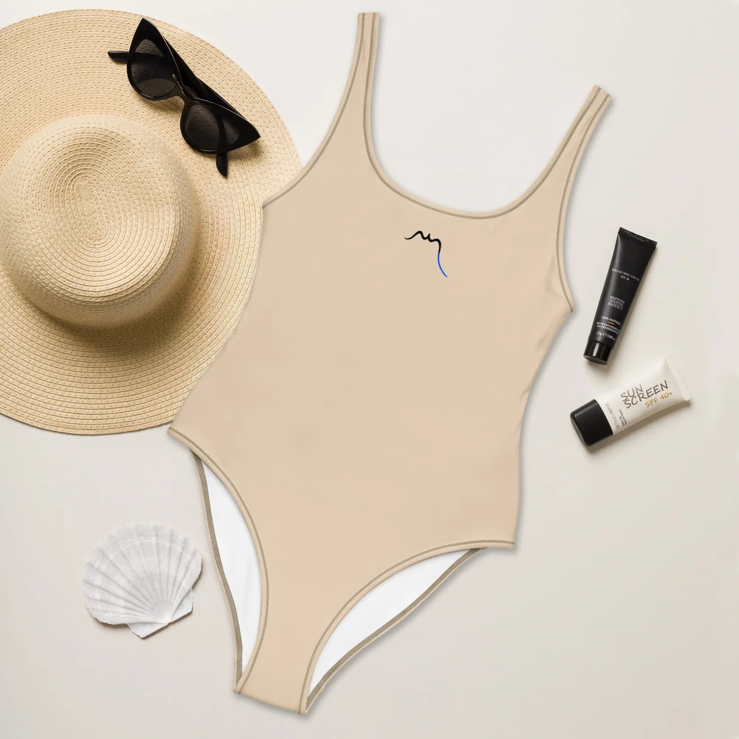 monokini éco-responsable milady face coloris beige clair