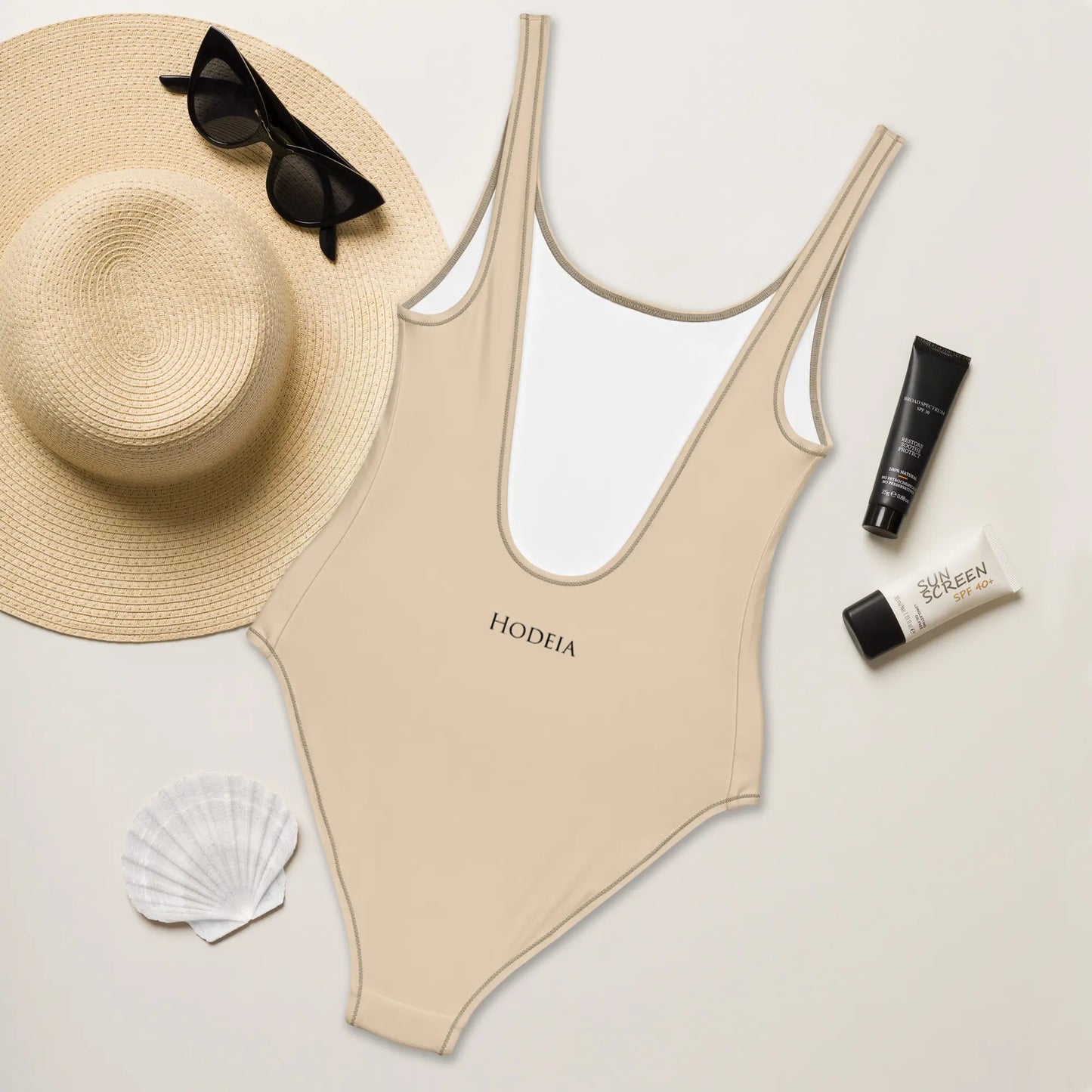 monokini éco-responsable milady dos coloris beige clair