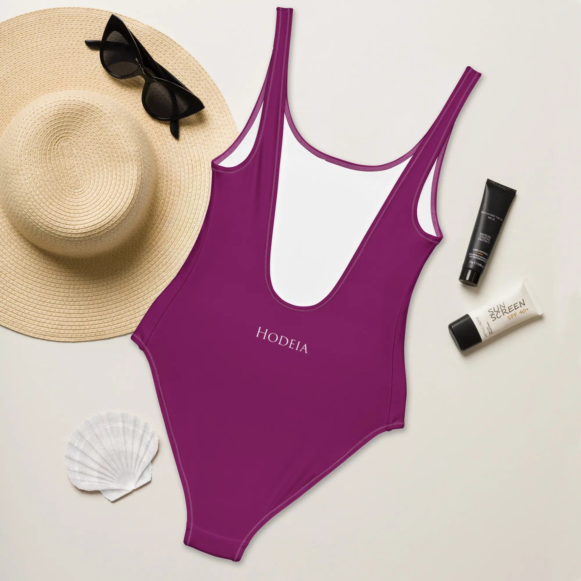 monokini éco-responsable milady dos coloris mauve foncé