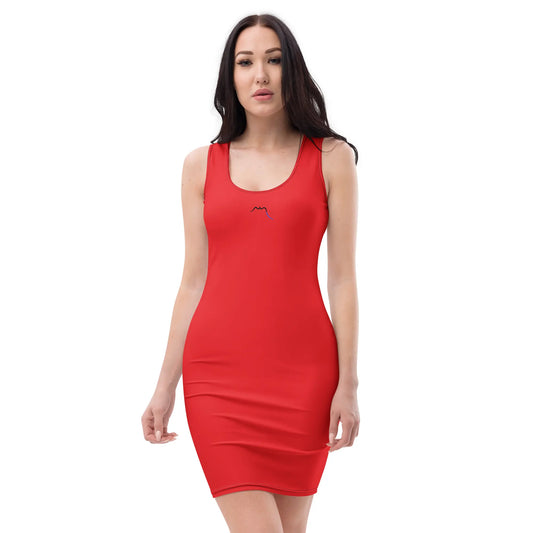 robe courte moulante sans manches éco-responsable zumaia portée face coloris rouge