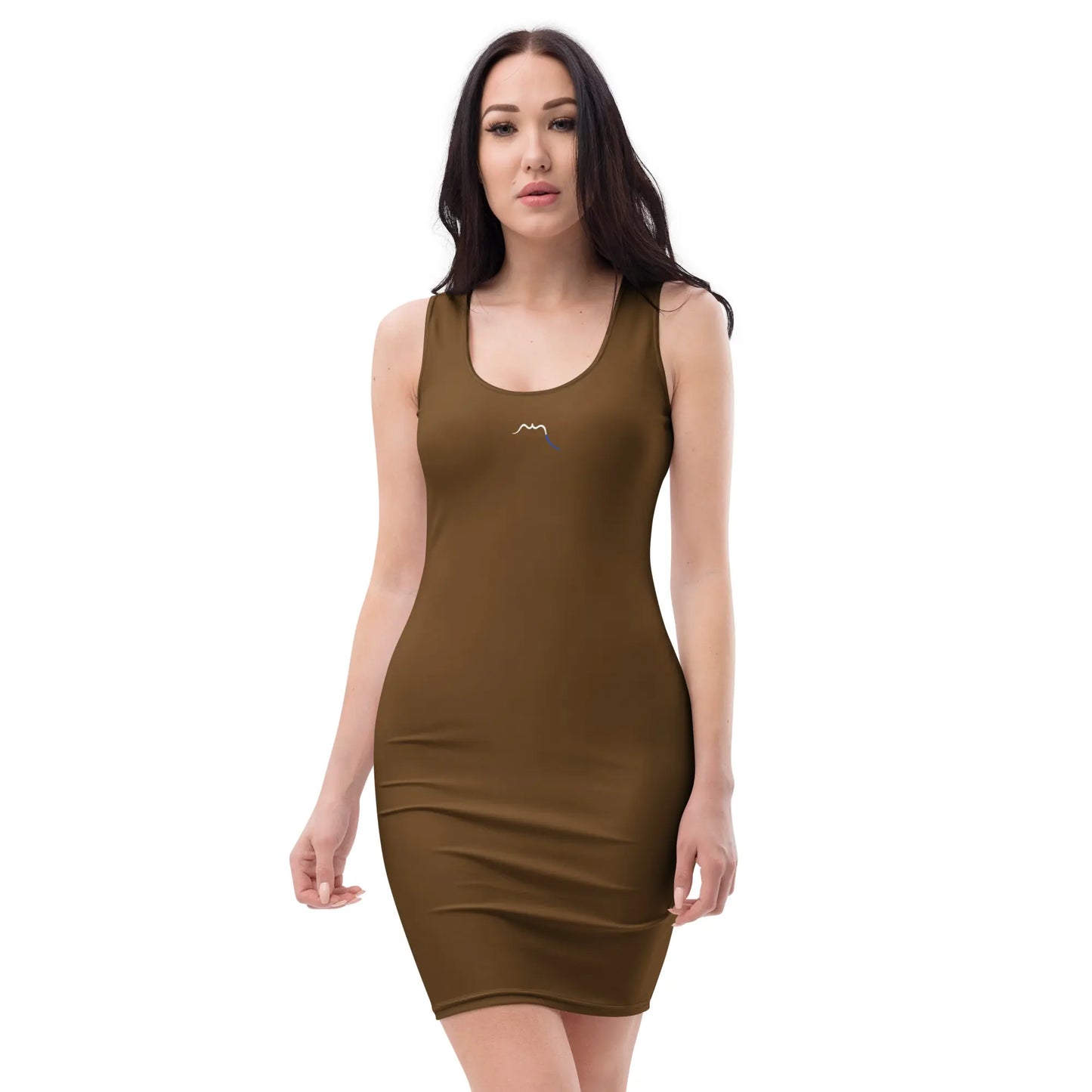 robe courte moulante sans manches éco-responsable zumaia portée face coloris marron