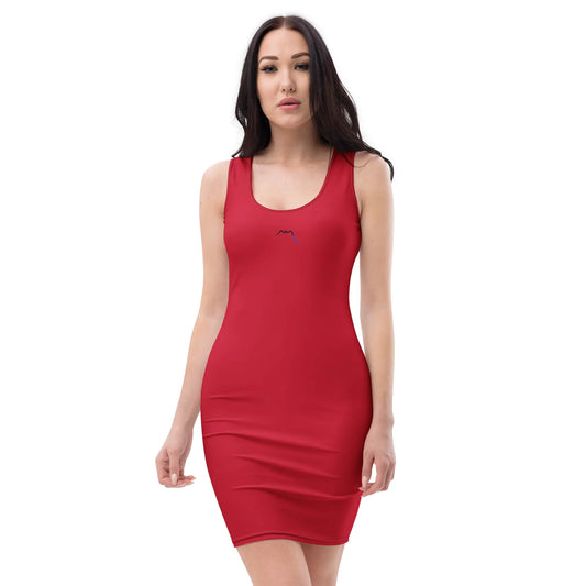 robe courte moulante sans manches éco-responsable zumaia portée face coloris rouge foncé