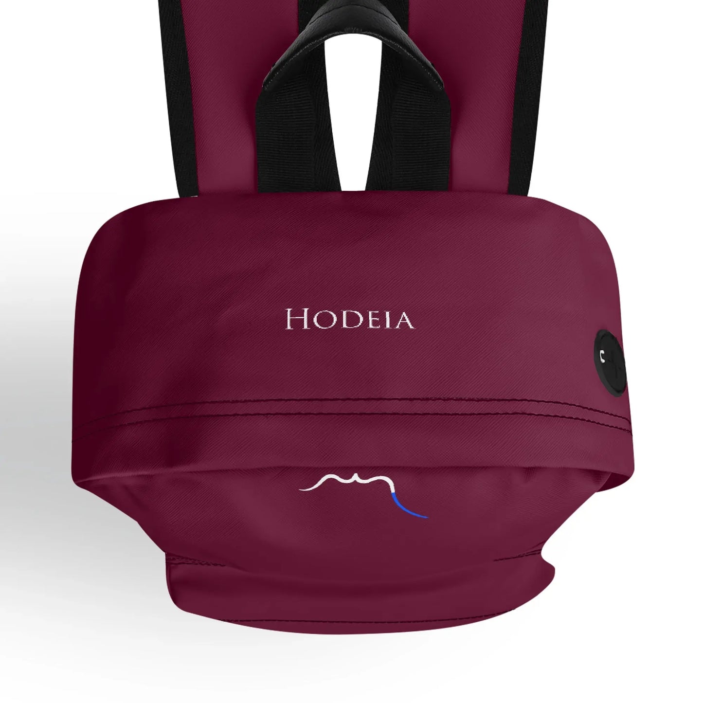 vue de dessus du sac à dos hodeia coloris rouge bordeaux