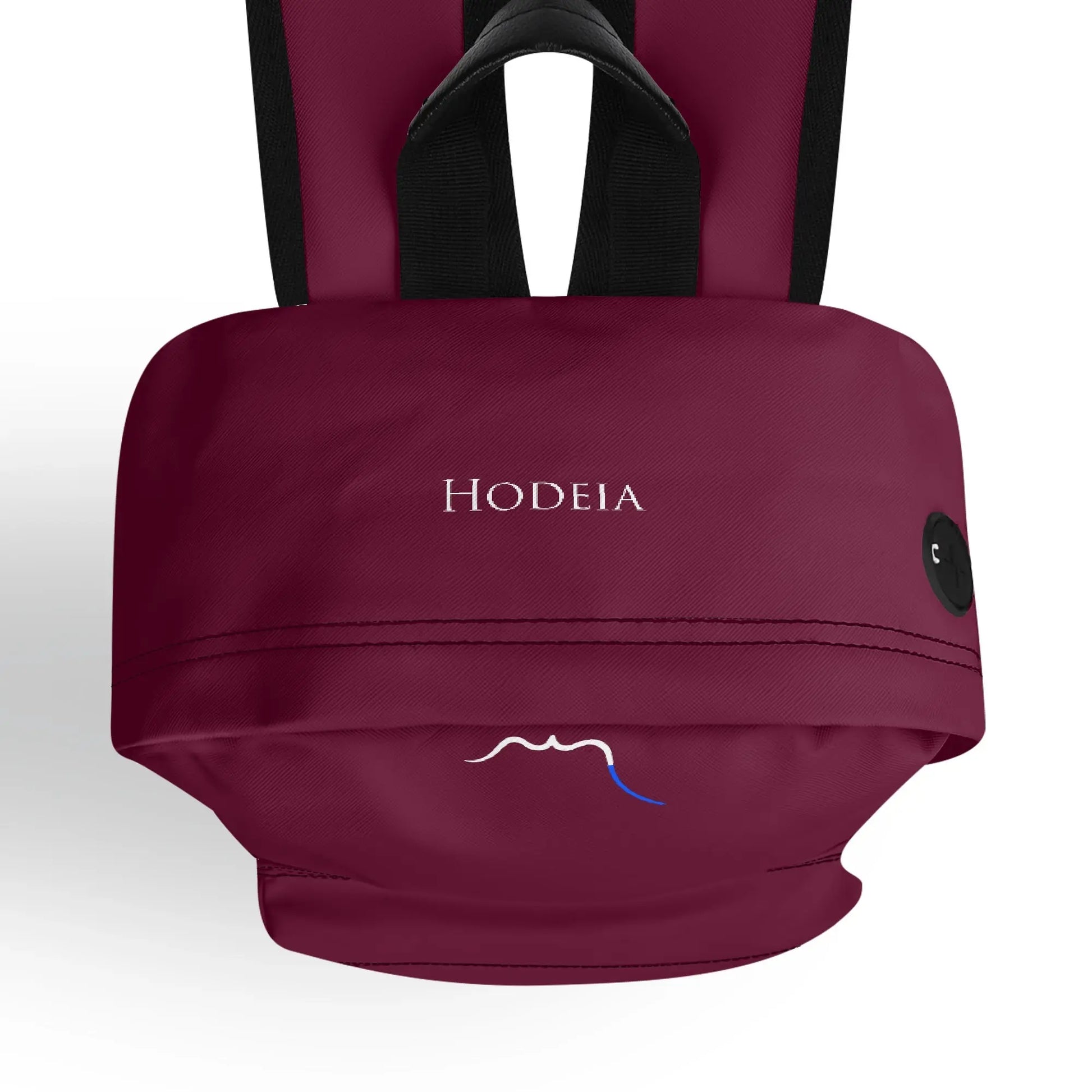 vue de dessus du sac à dos hodeia coloris rouge bordeaux