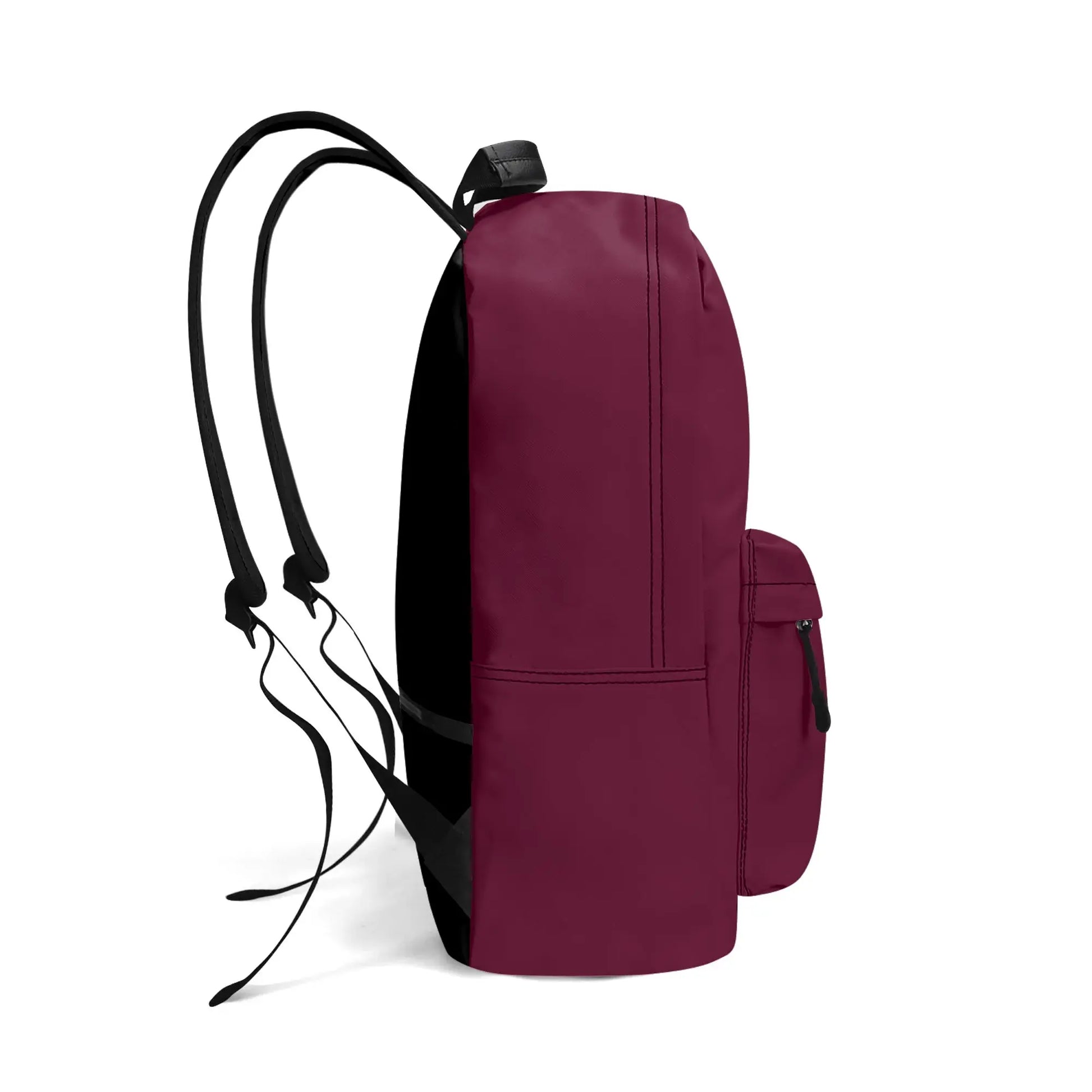 vue côté gauche du sac à dos hodeia coloris rouge bordeaux 