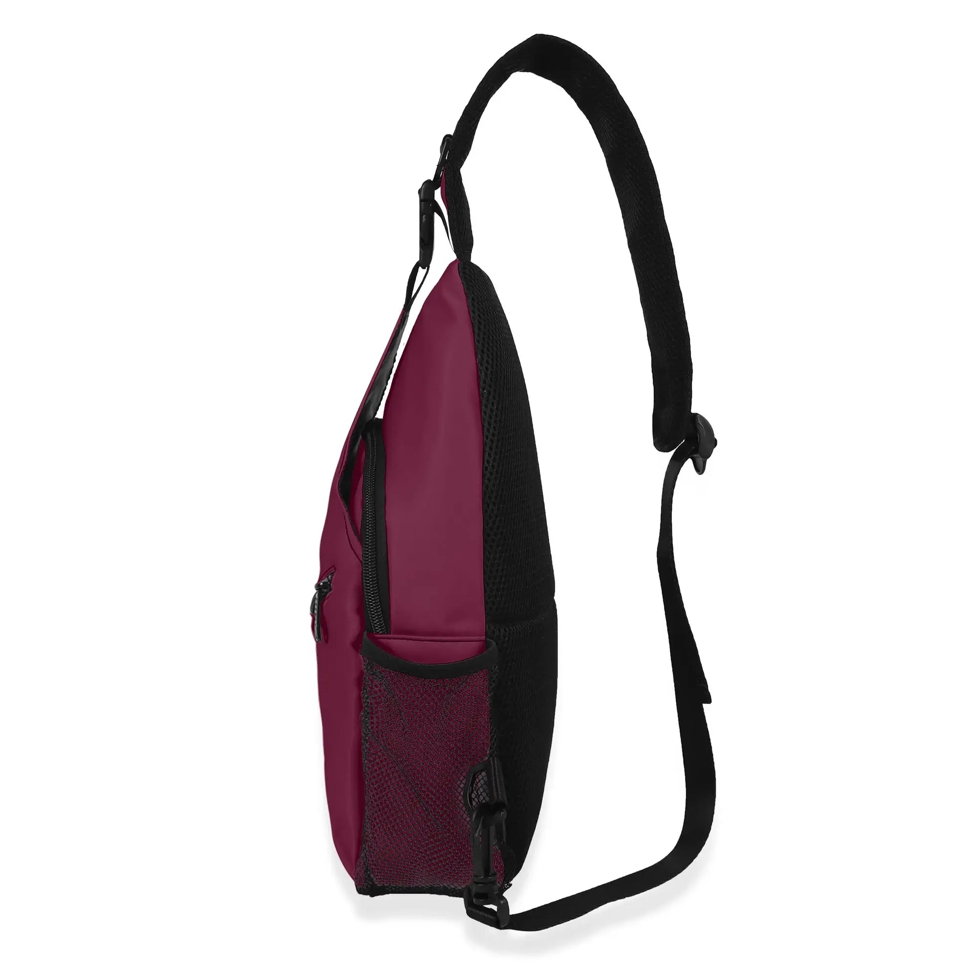 vue côté droit de la sacoche bandouilère hodeia coloris rouge bordeaux