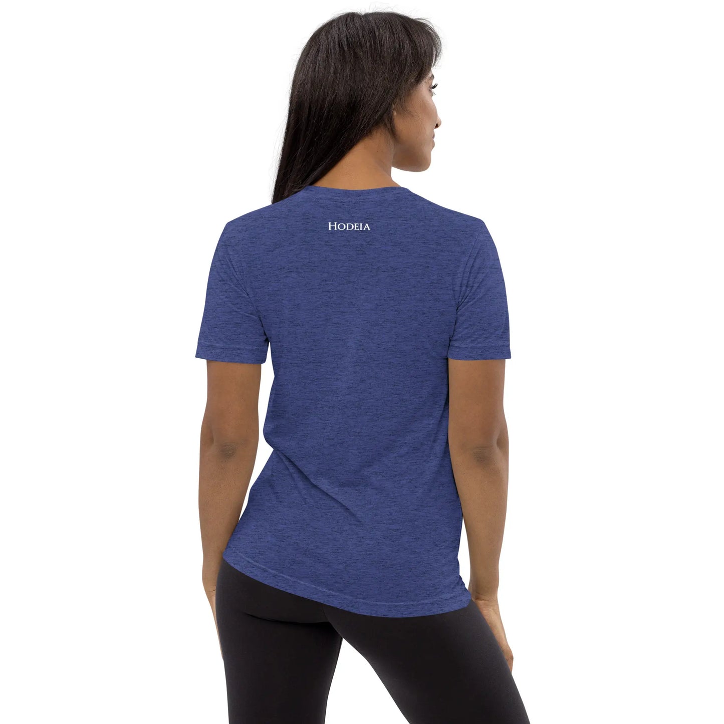 t-shirt brodé le fin porté dos coloris bleu chiné