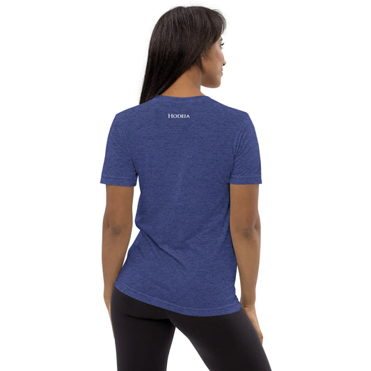 t-shirt brodé le fin porté dos coloris bleu chiné